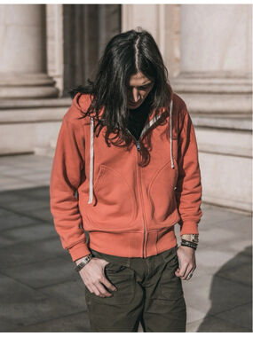 17.5 oz Terry Cloth Zip-Up Hoodie Vintage Orange 100% Cotton Non Stock XL